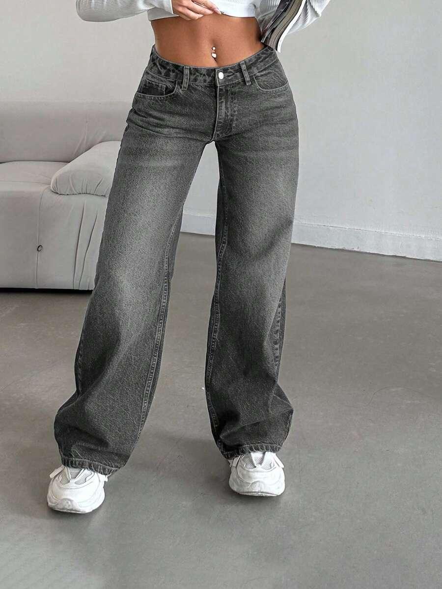 SZARE SPODNIE JEANS 