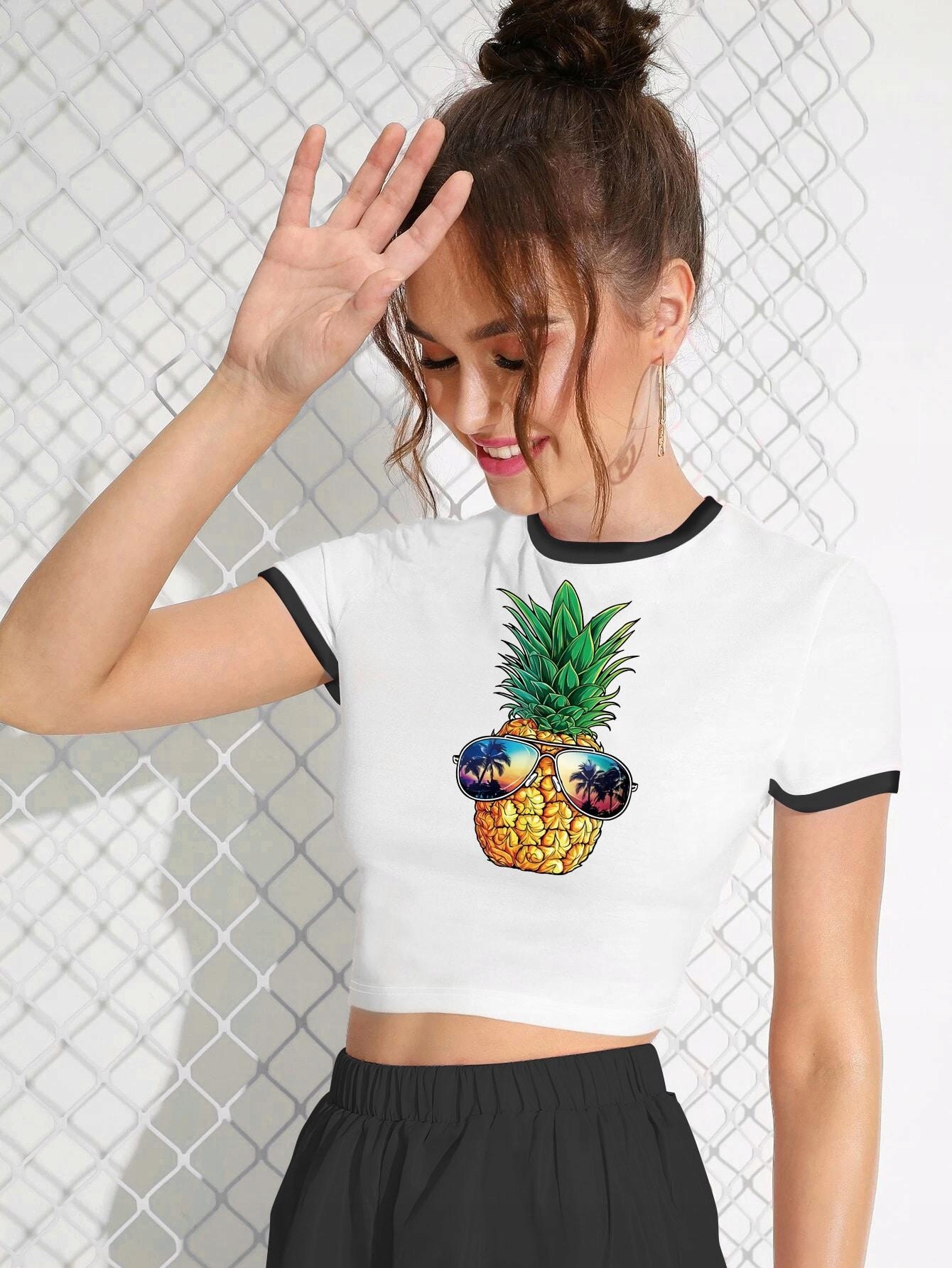 biały top print