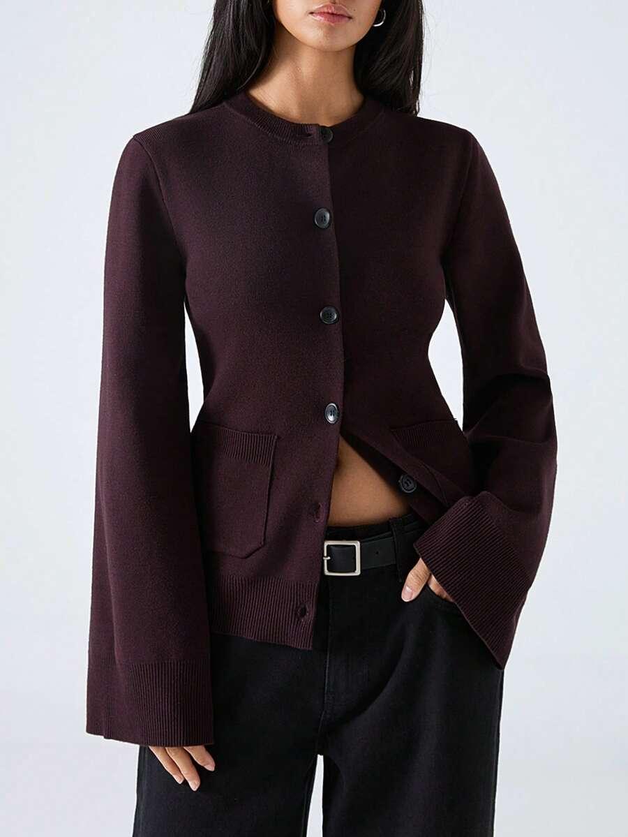 sweter z długim rękawem guziki