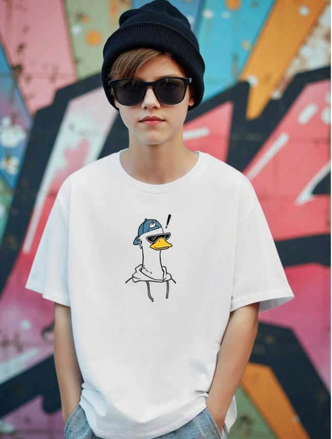 biały t-shirt print