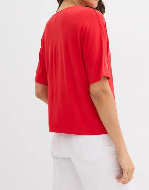 T-SHIRT DAMSKI VISKOZOWY Z DEKOLTEM V REGULAR