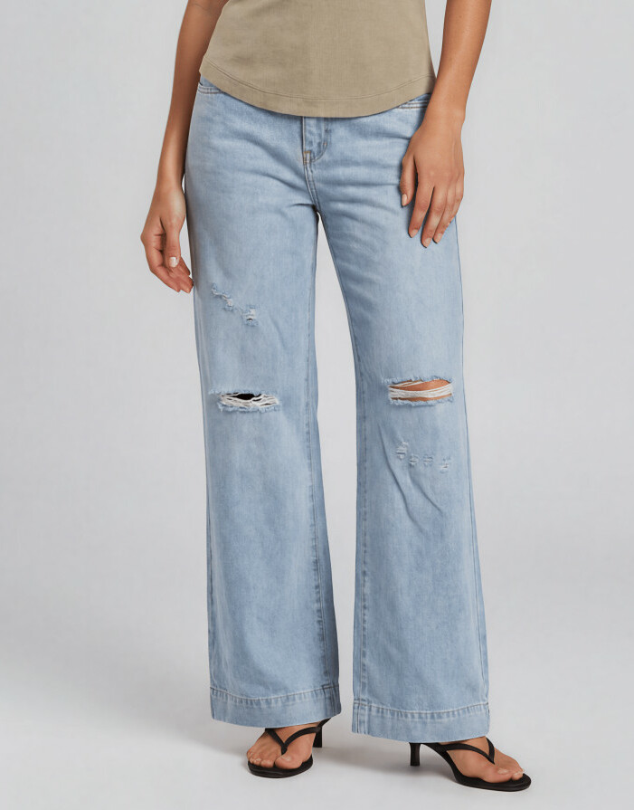 szerokie spodnie jeans ripped