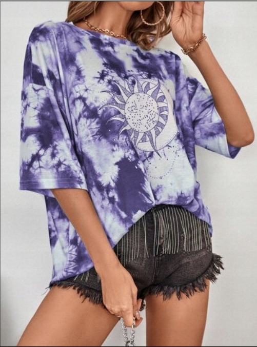 FIOLETOWY T-SHIRT PRINT