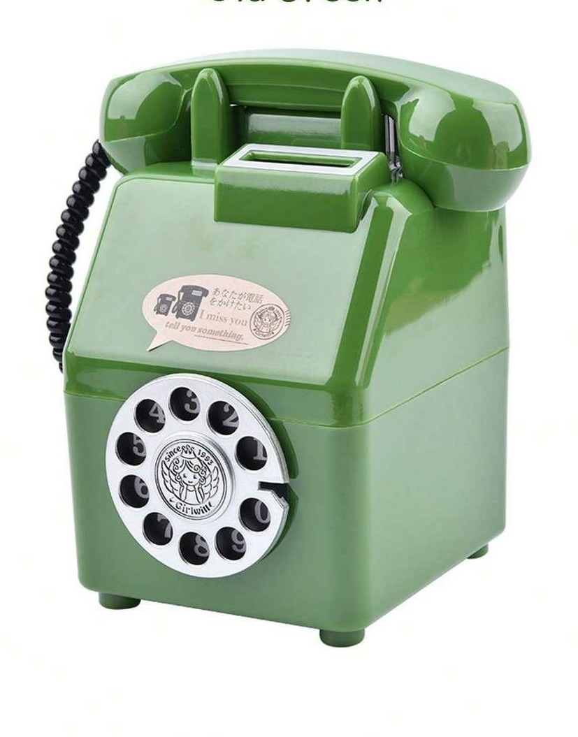 zielona skarbonka kształt telefon