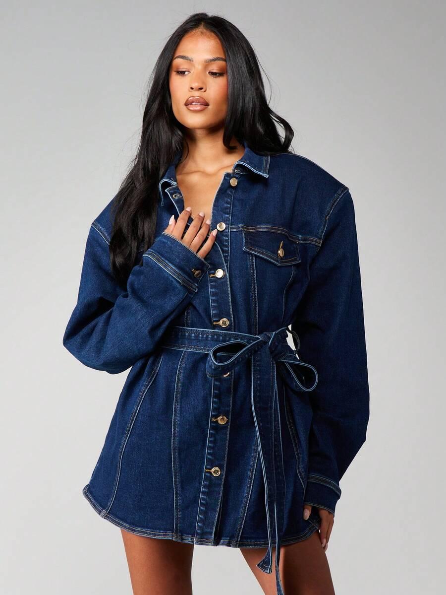niebieska sukienka jeans