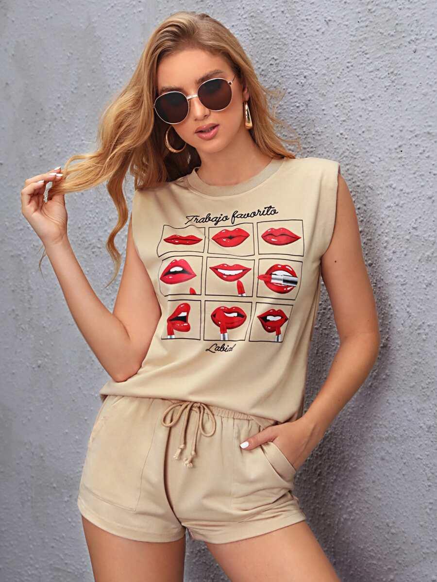 beżowa bluzka print