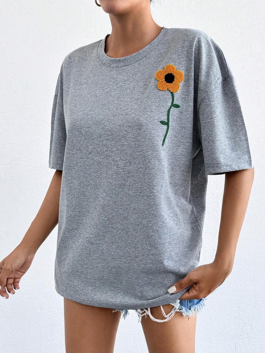 szary t-shirt haft