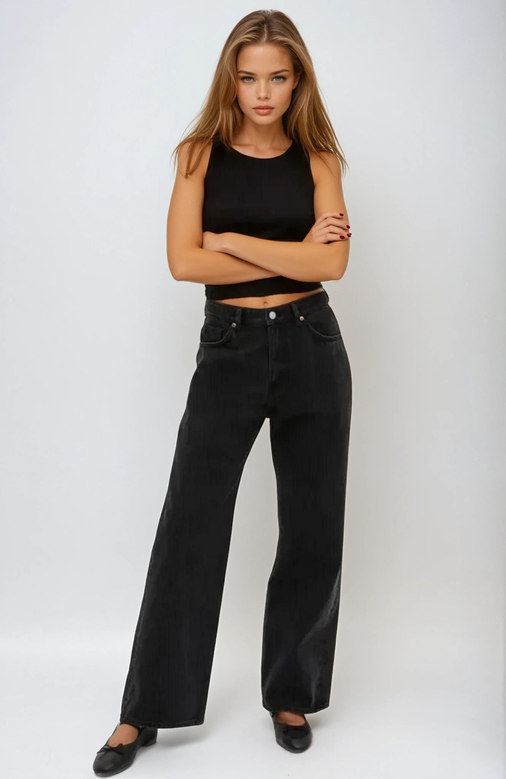 CZARNE SPODNIE JEANS