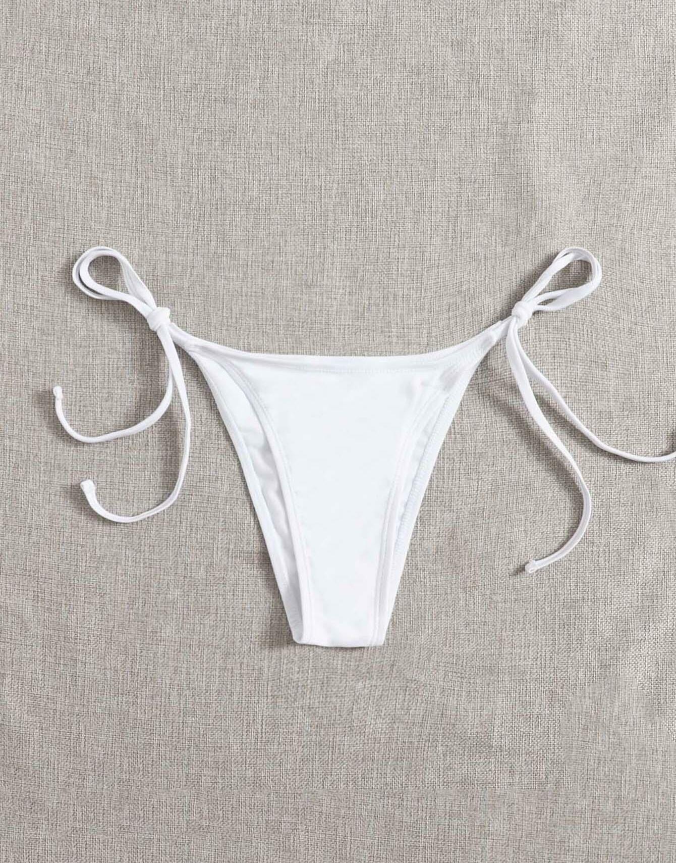 BIAŁY DÓŁ OD BIKINI WIĄZANIE