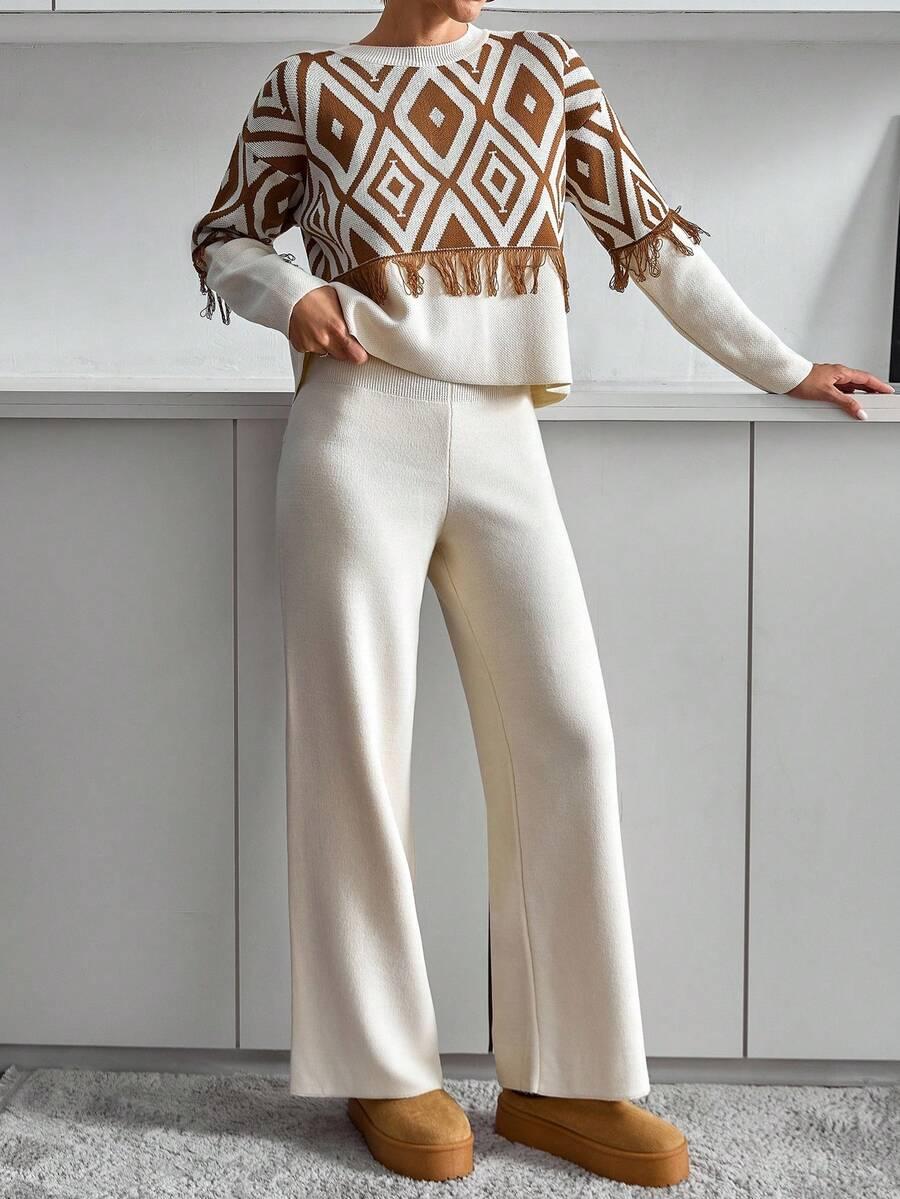 komplet sweter spodnie