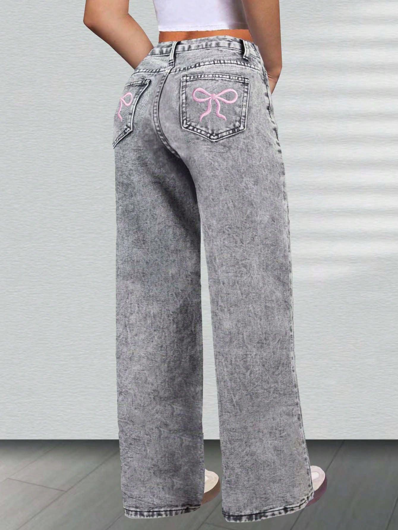 spodnie jeans haft