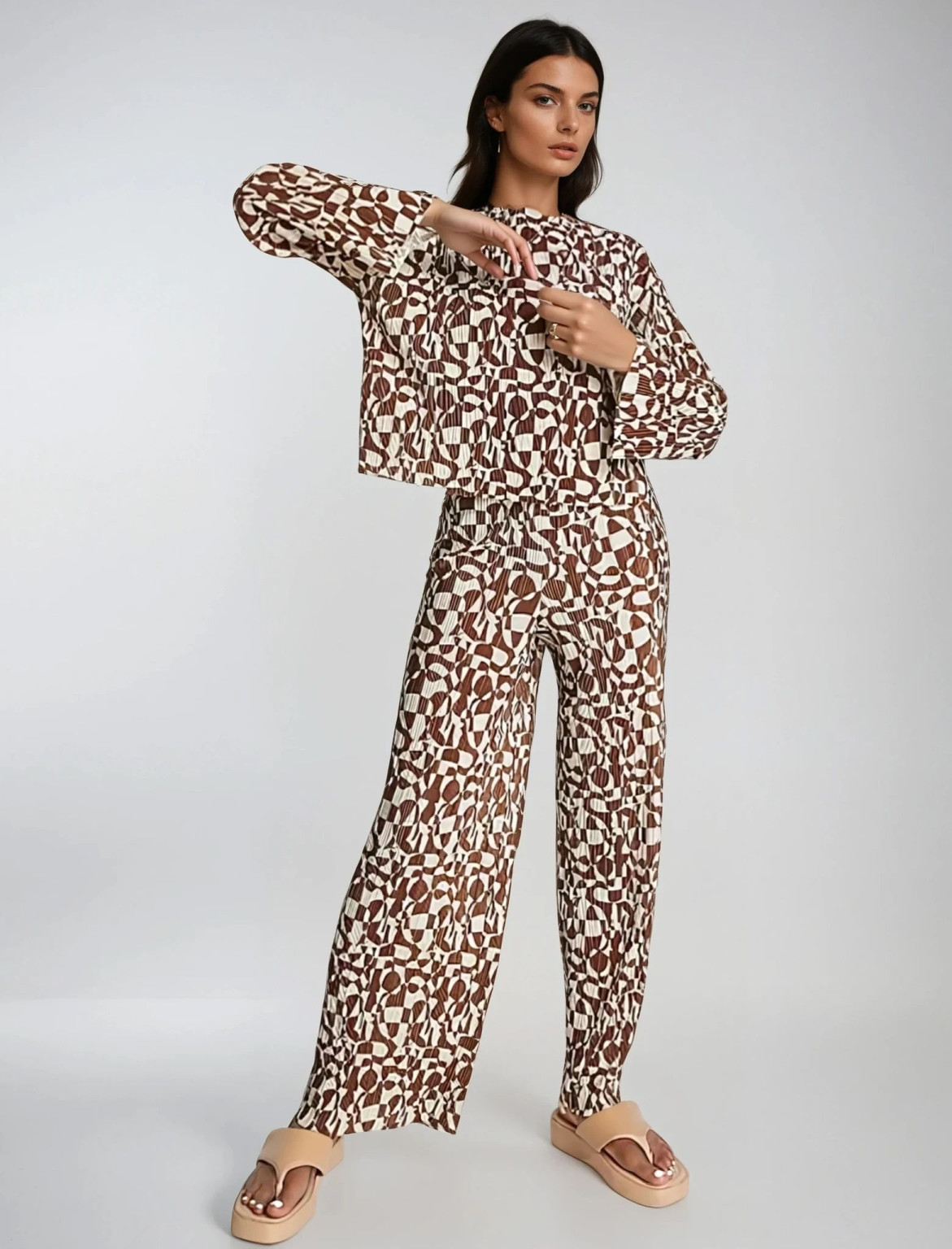 plisowana bluzka print
