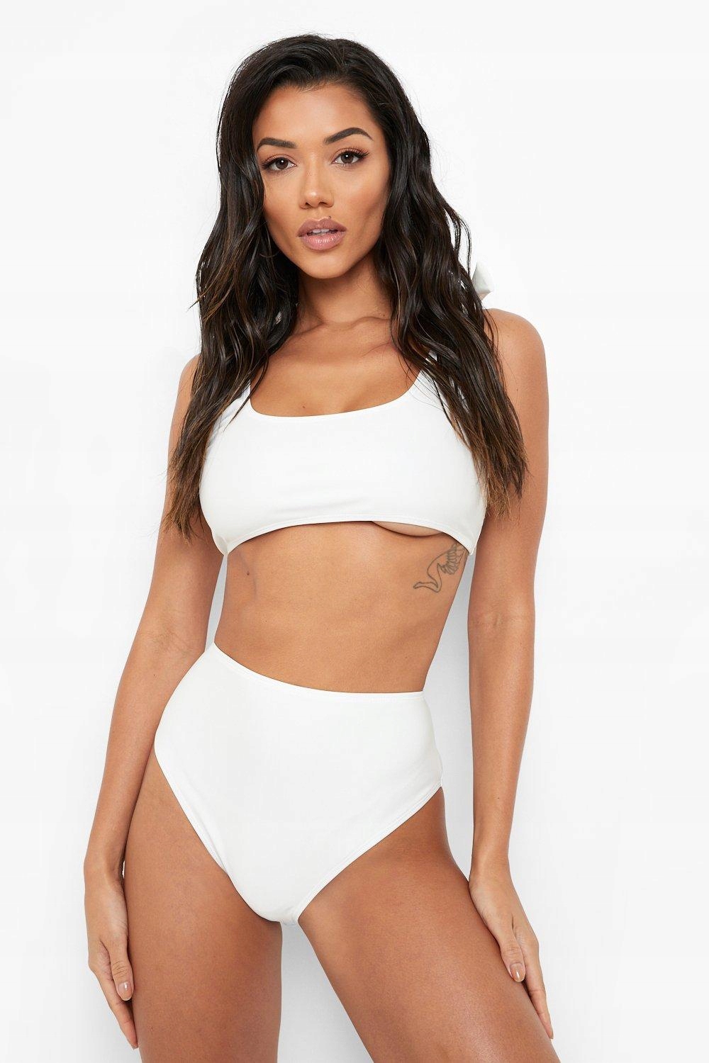 biały dół od bikini wysoki stan 
