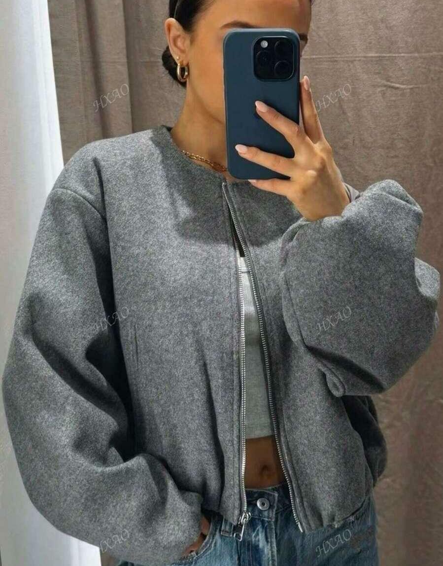 SZARA KURTKA BOMBER
