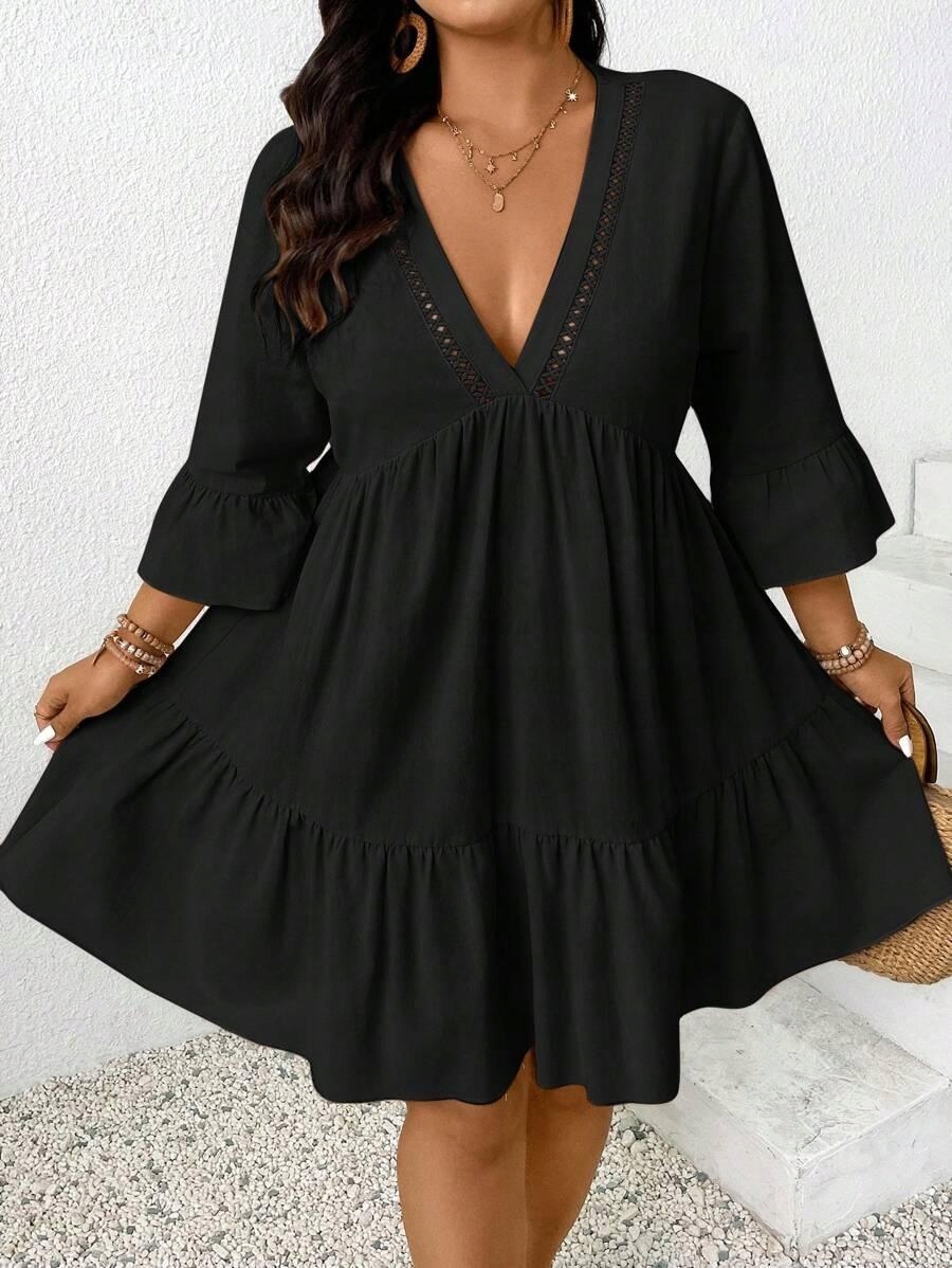 CZARNA SUKIENKA V-NECK 
