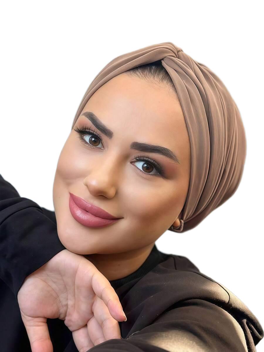 beżowa chusta turban