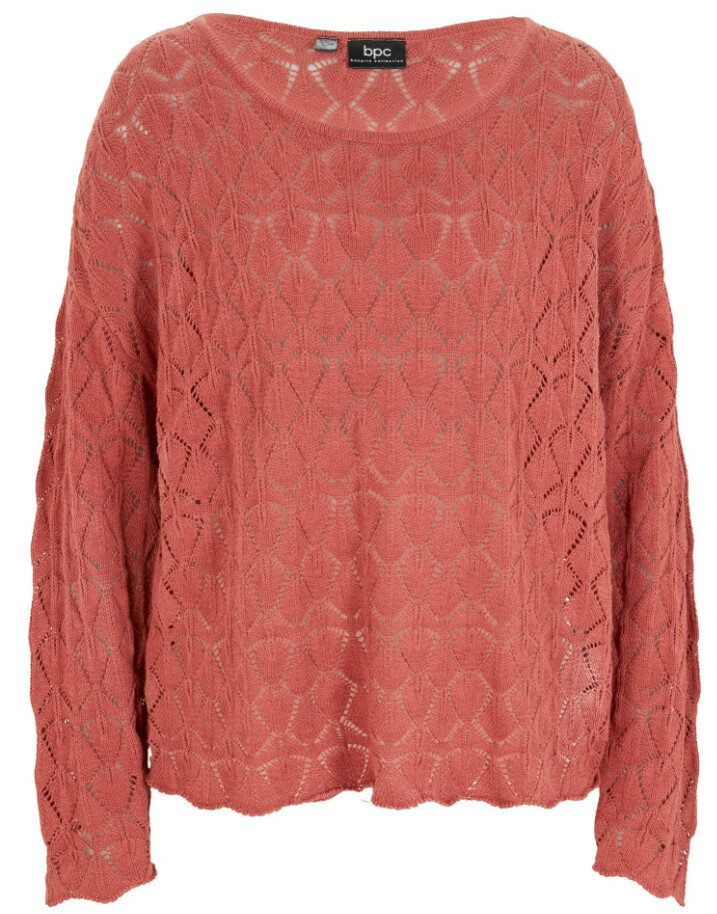 SWETER AŻUROWY Z DOMIESZKĄ LNU