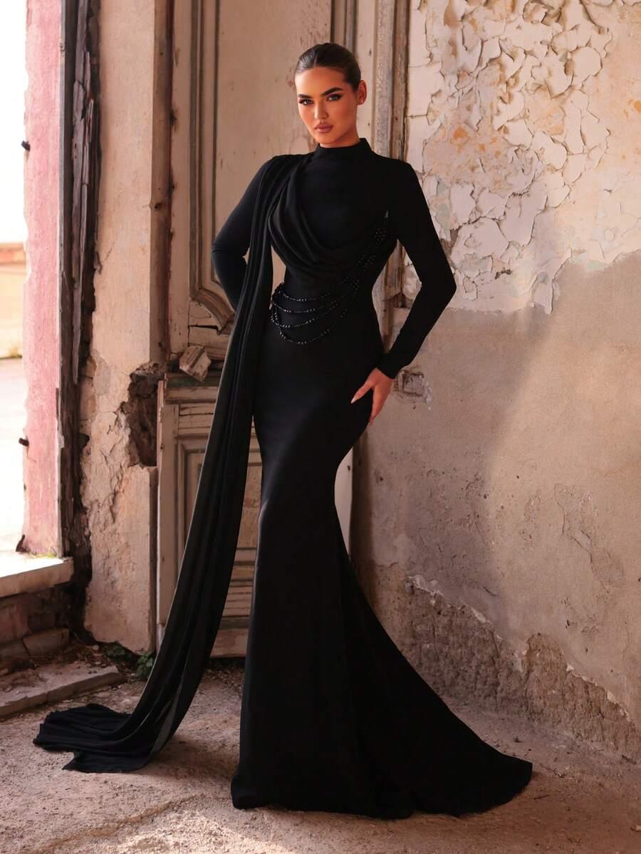 CZARNA MAXI SUKIENKA