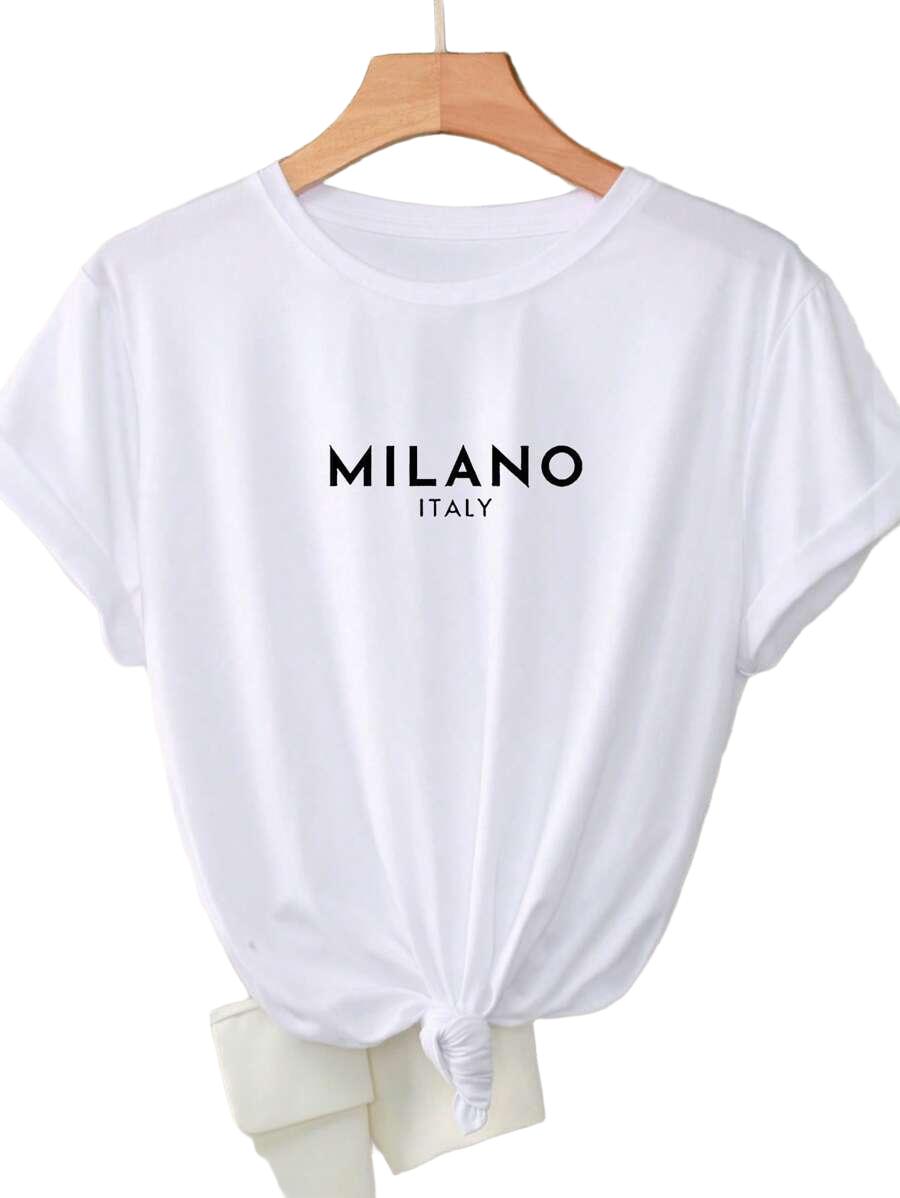 BIAŁY T-SHIRT DAMSKI Z NAPISEM