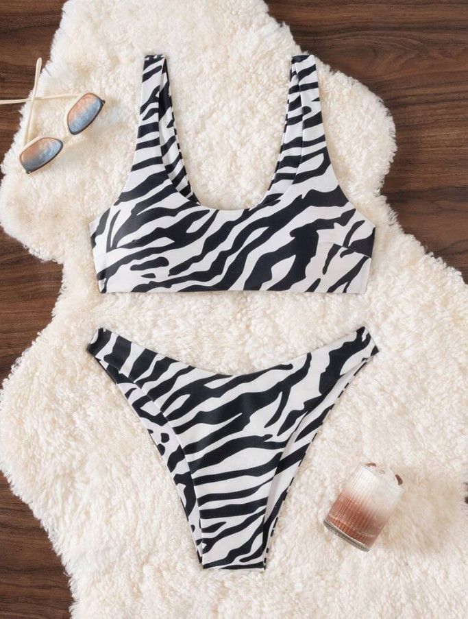 dwuczęściowy strój kąpielowy animal print 