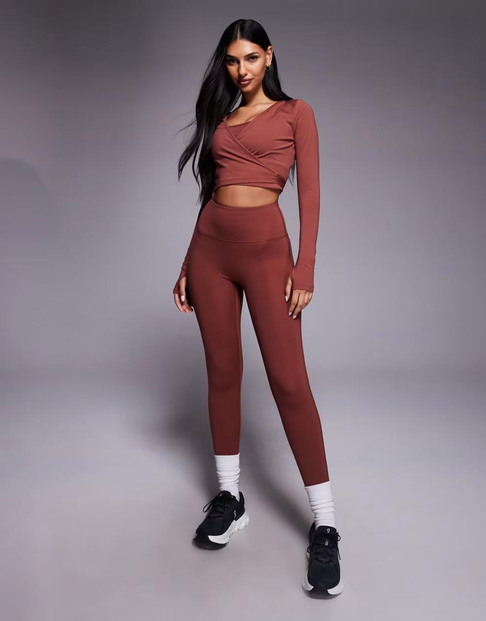 BRĄZOWE LEGGINSY WYSOKI STAN