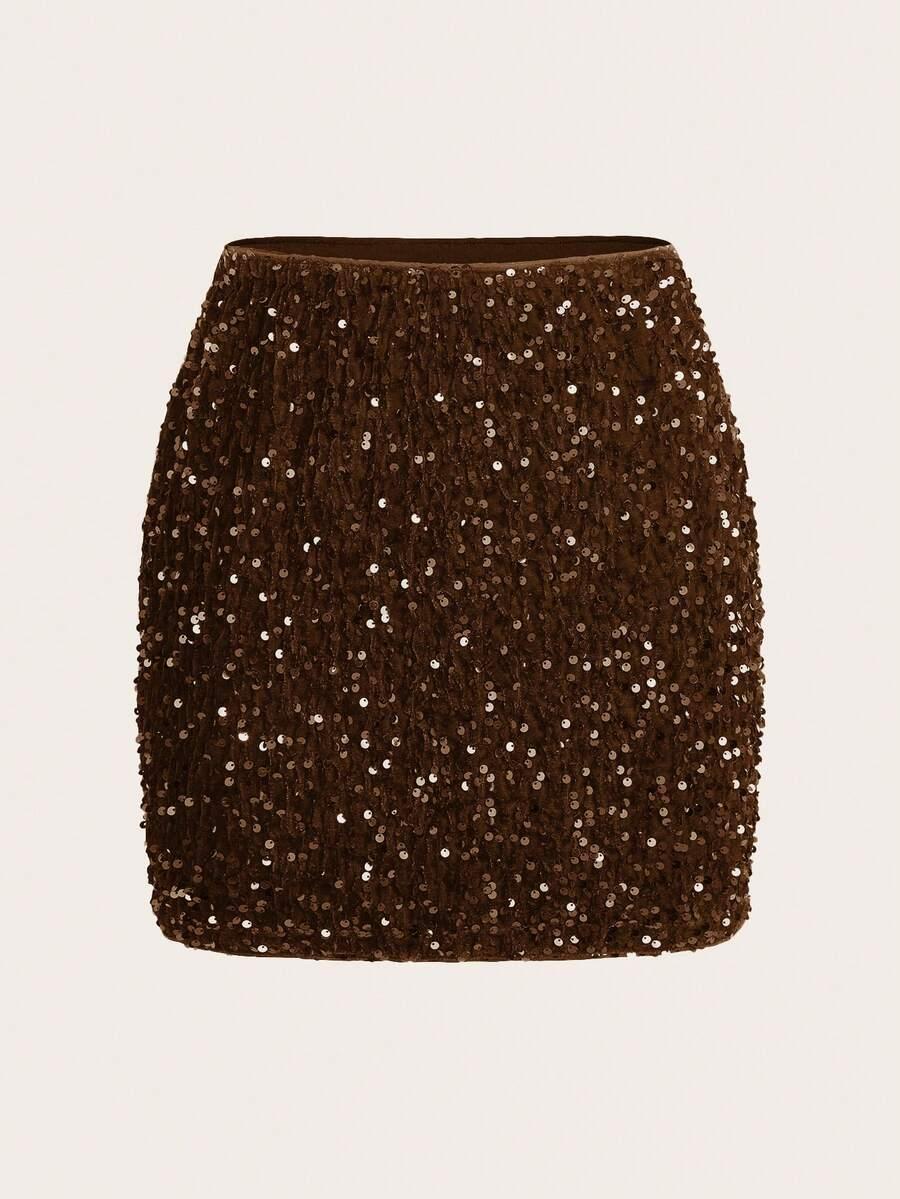 brązowa mini spódnica 