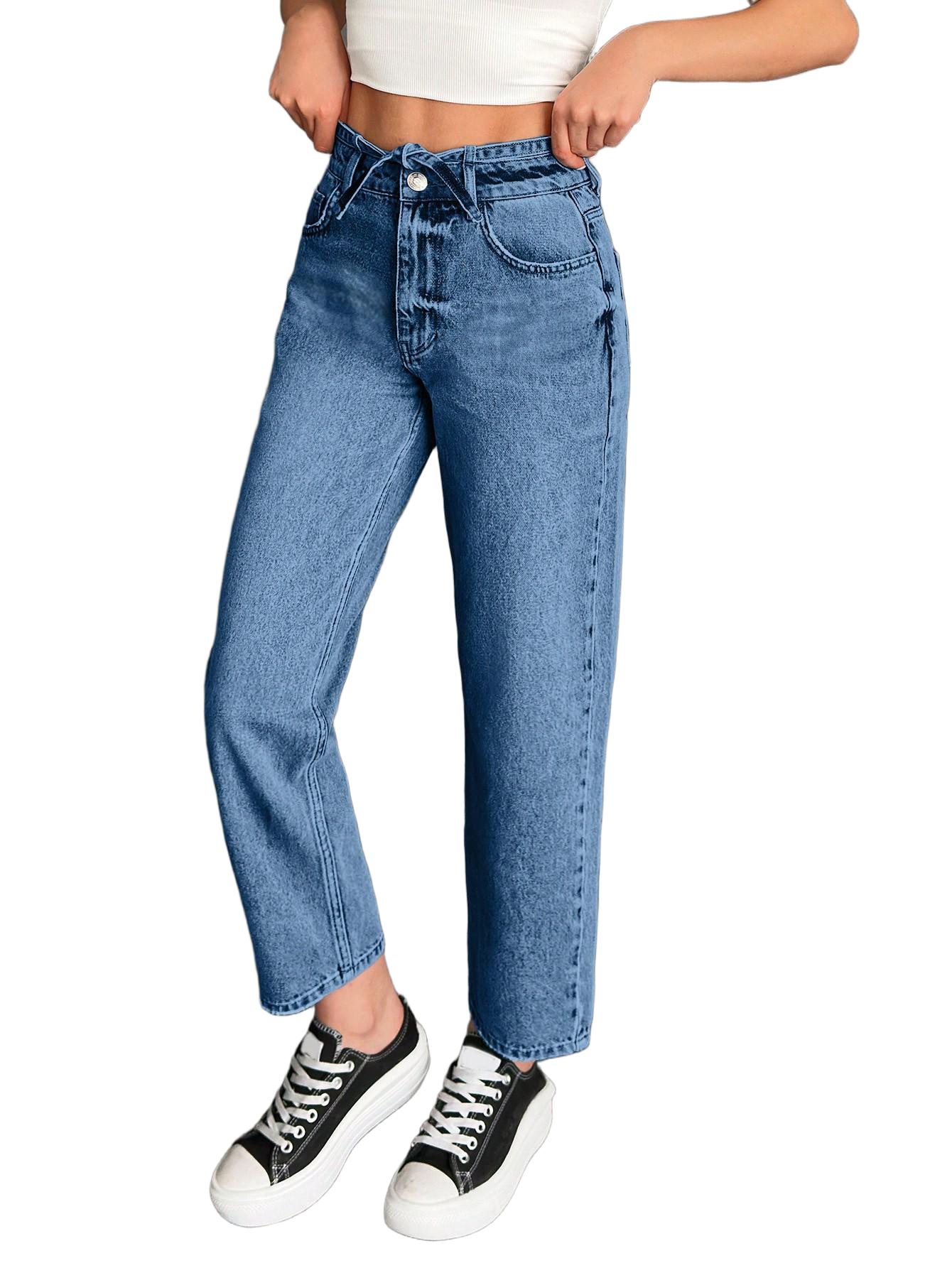 JEANSY DAMSKIE MOM FIT REGULAR WYSOKI STAN DŁUGA NOGAWKA BAWEŁNA