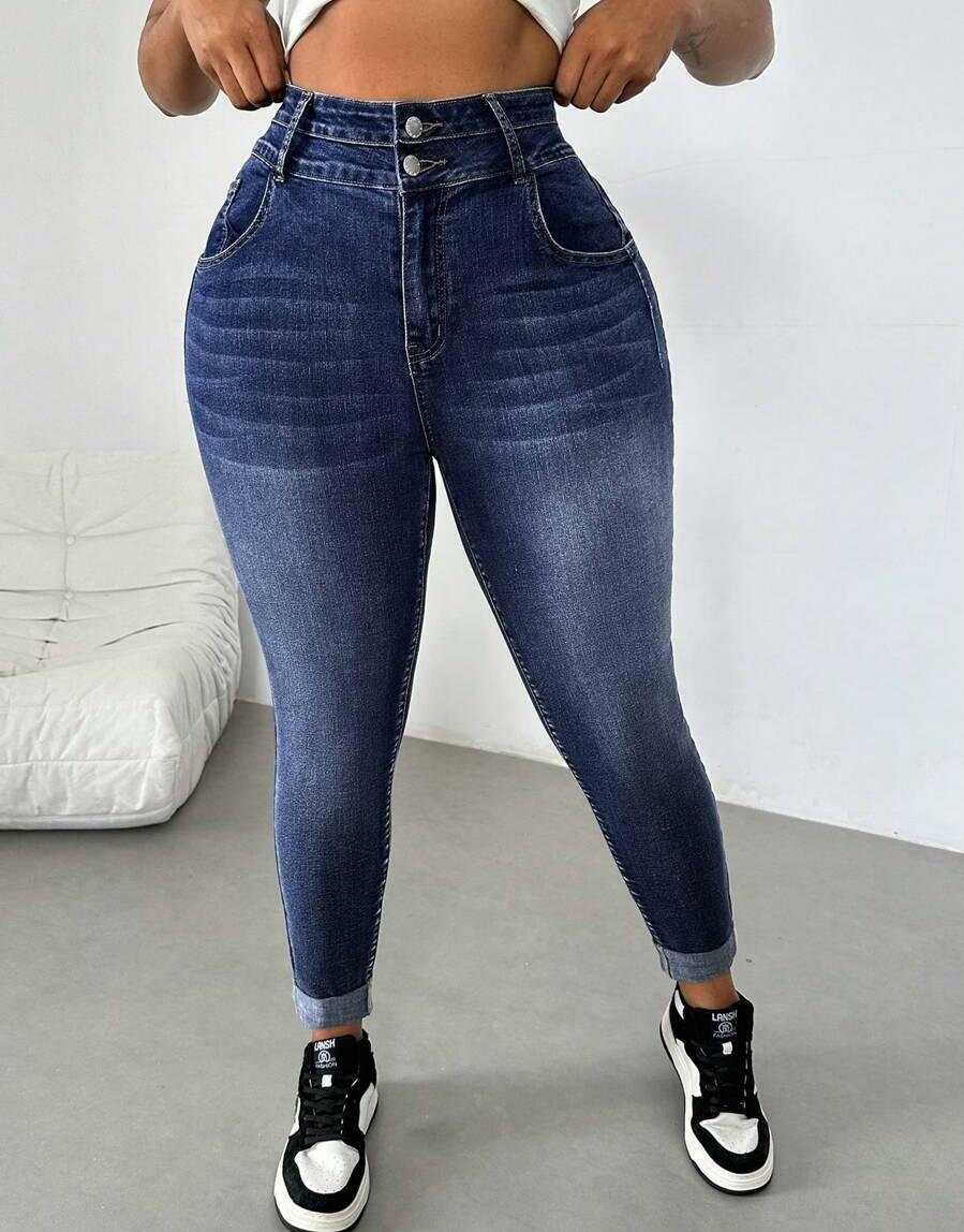 SPODNIE RURKI JEANS WYSOKI STAN 