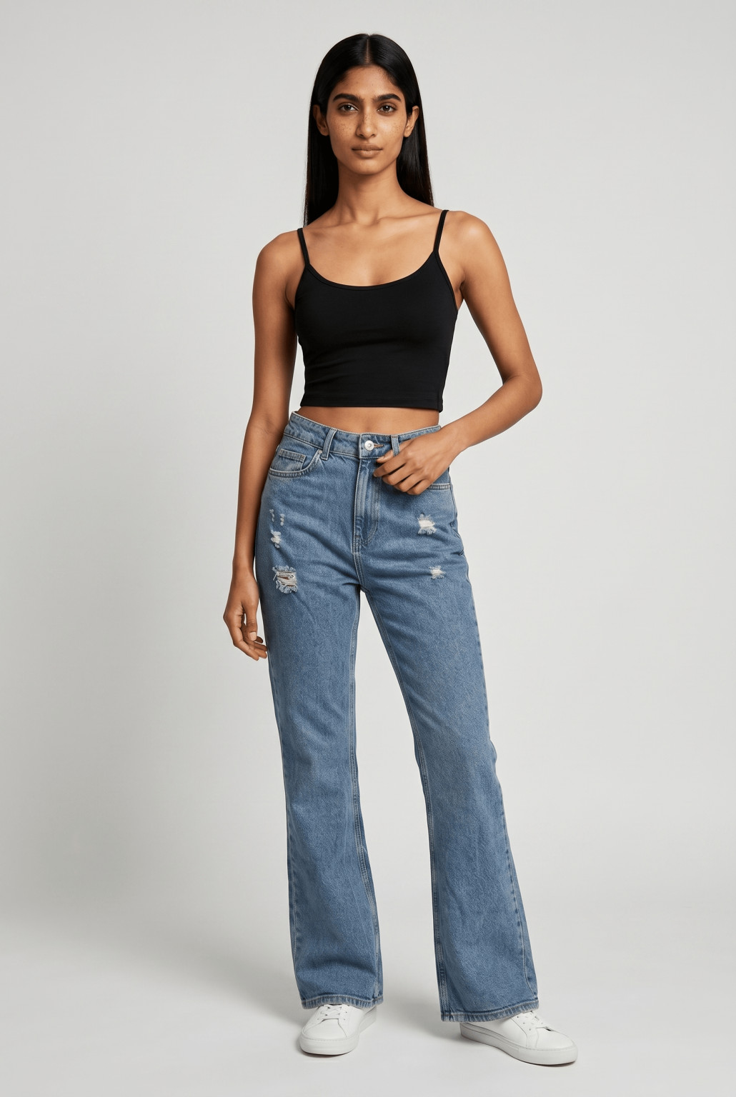 SPODNIE JEANS WYSOKI STAN ripped