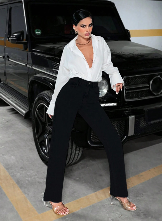 CZARNE SPODNIE JEANS