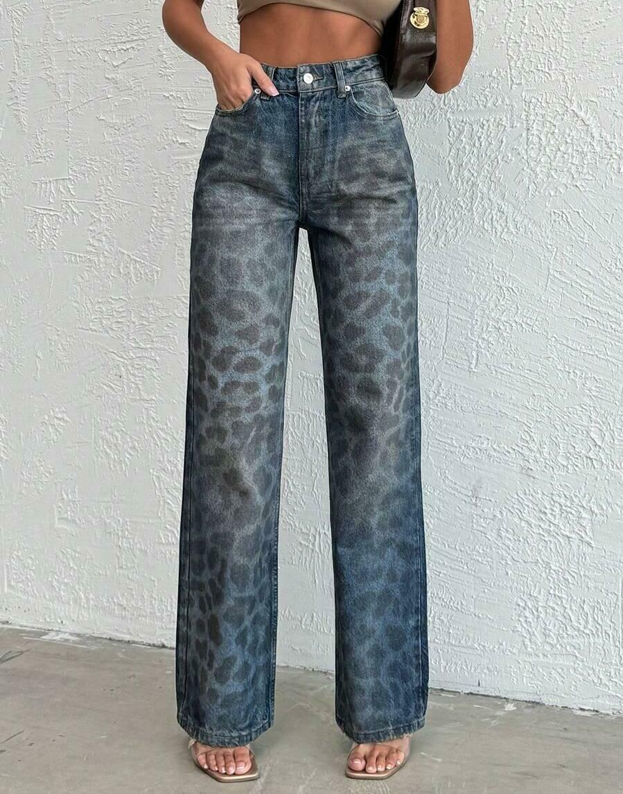 SPODNIE JEANS ANIMAL PRINT 