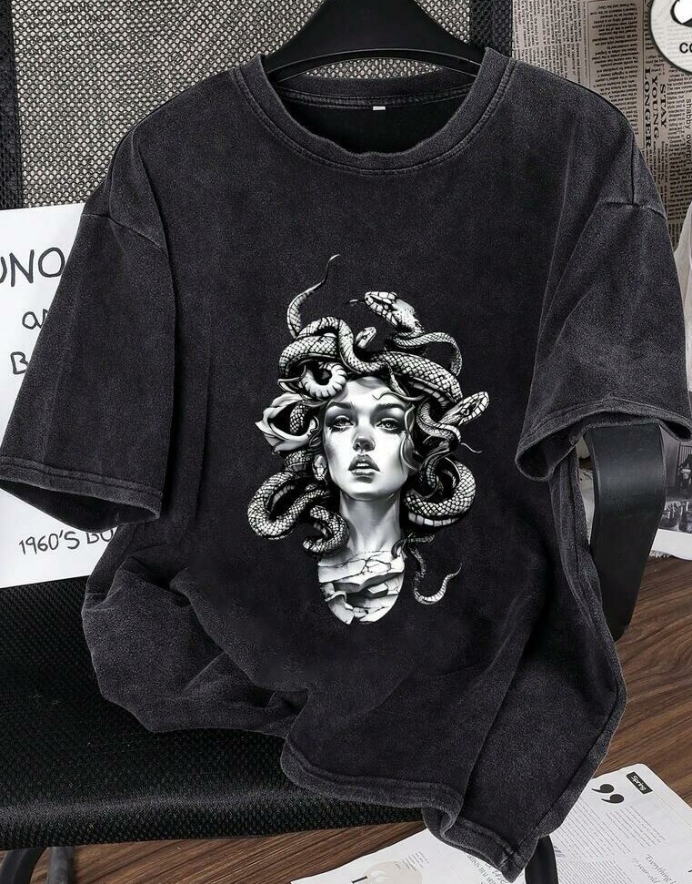 szary t-shirt print