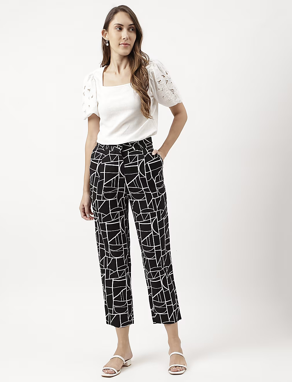 PROSTE SPODNIE PRINT T59-4173K-Y4