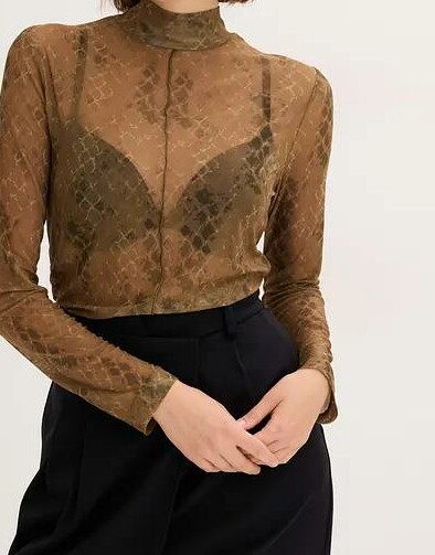 BLUZKA DAMSKA PLUS SIZE Z DŁUGIM RĘKAWEM I STÓJKĄ