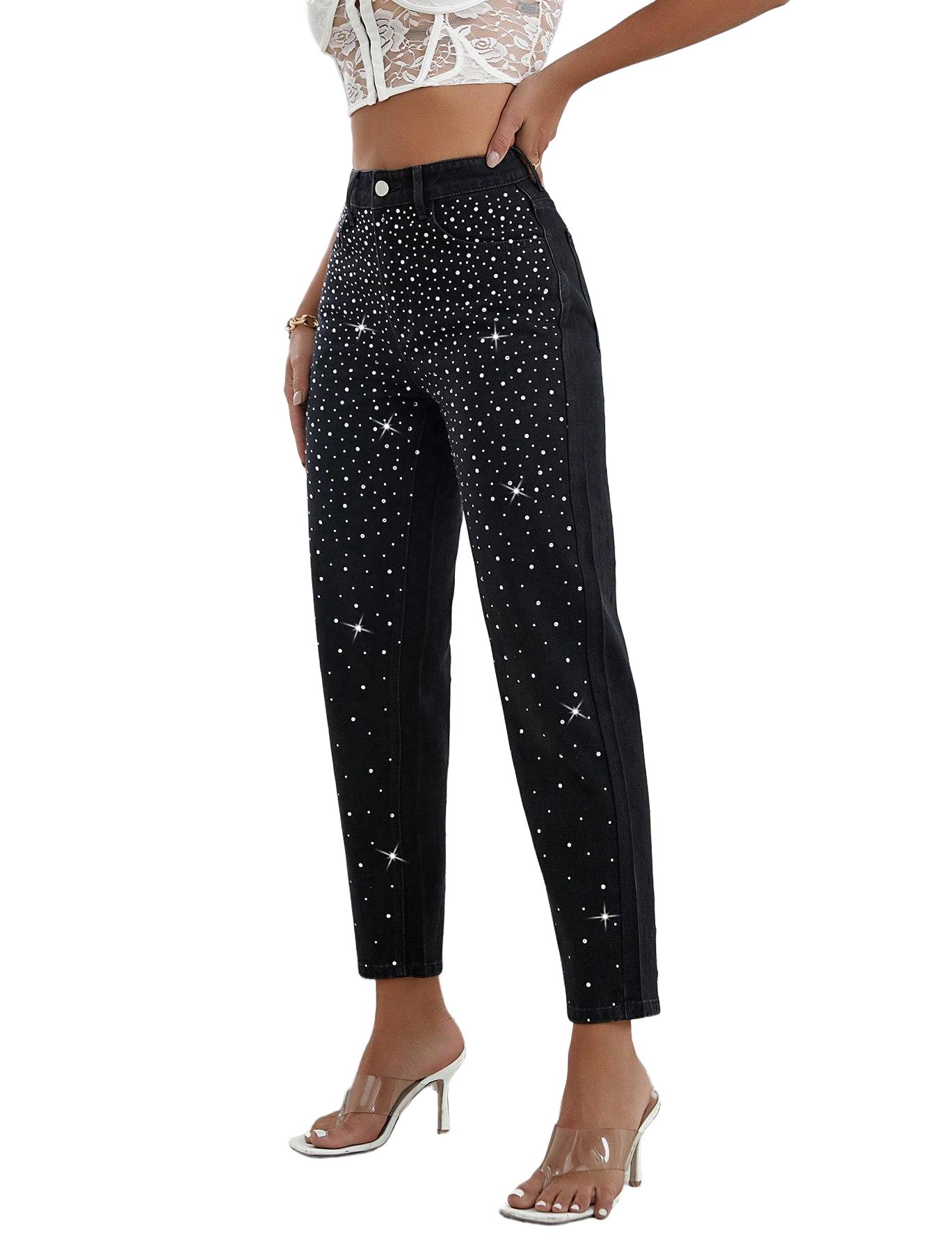 DAMSKIE JEANSY Z DIAMENCIKAMI 