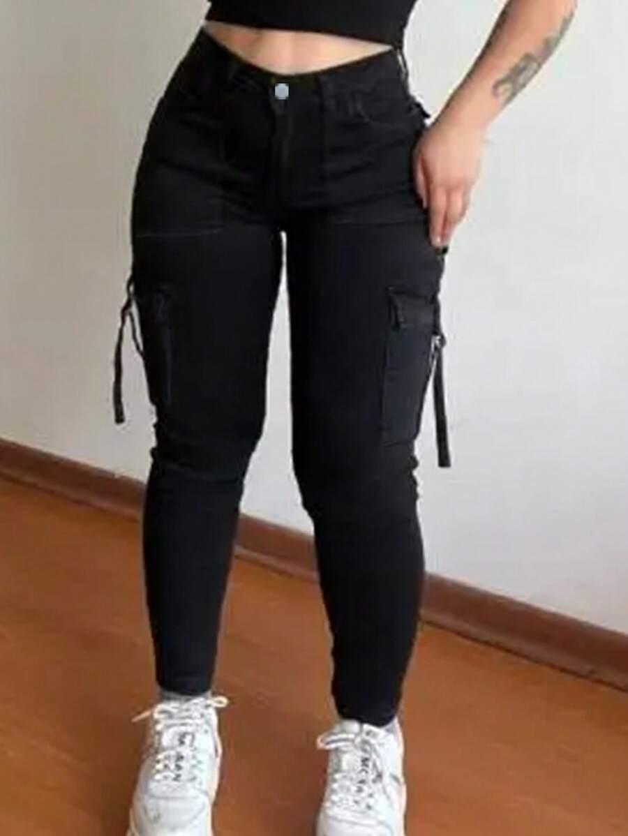 CZARNE SPODNIE JEANS 