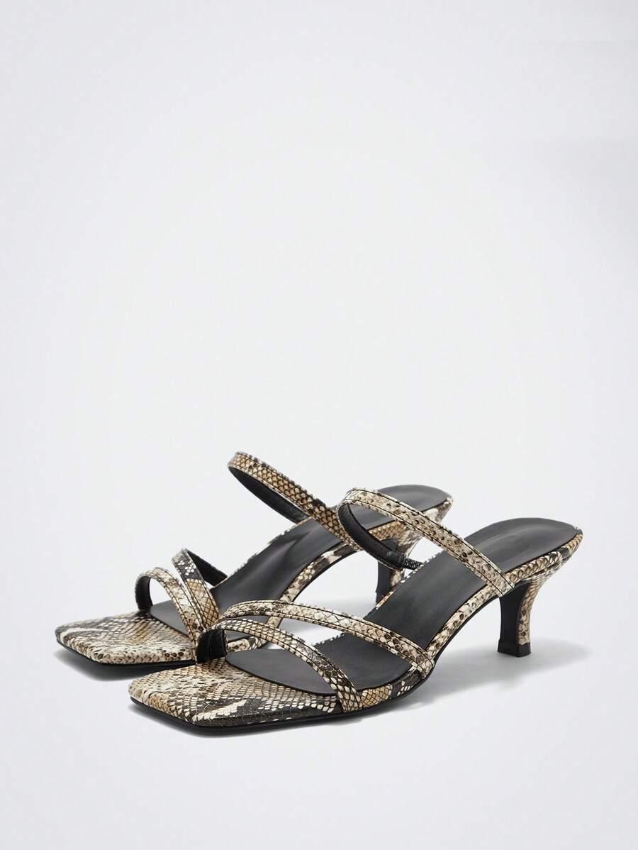 klapki obcas animal print