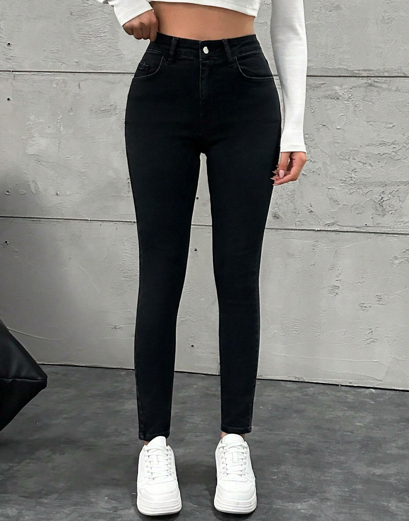 CZARNE SPODNIE JEANS 