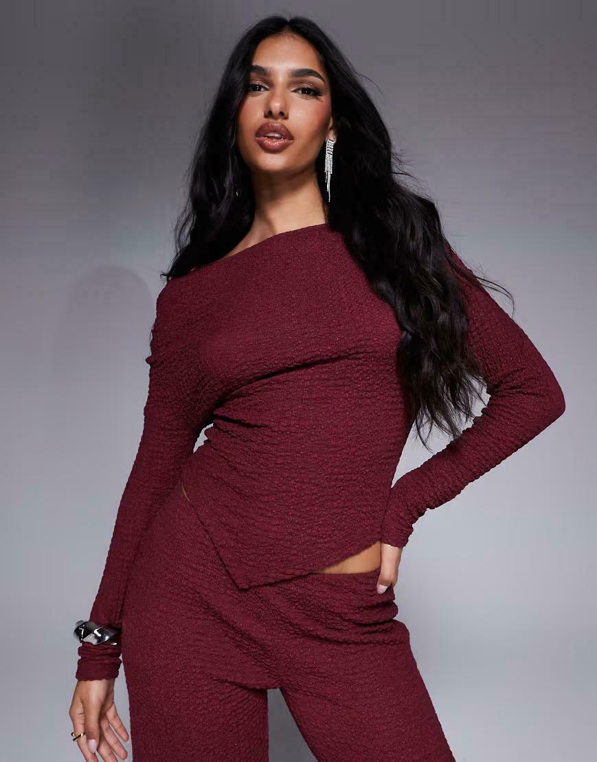 BORDOWA BLUZKA DŁUGI RĘKAW