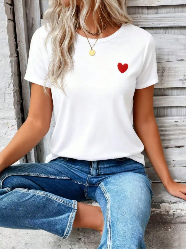 biały t-shirt serce