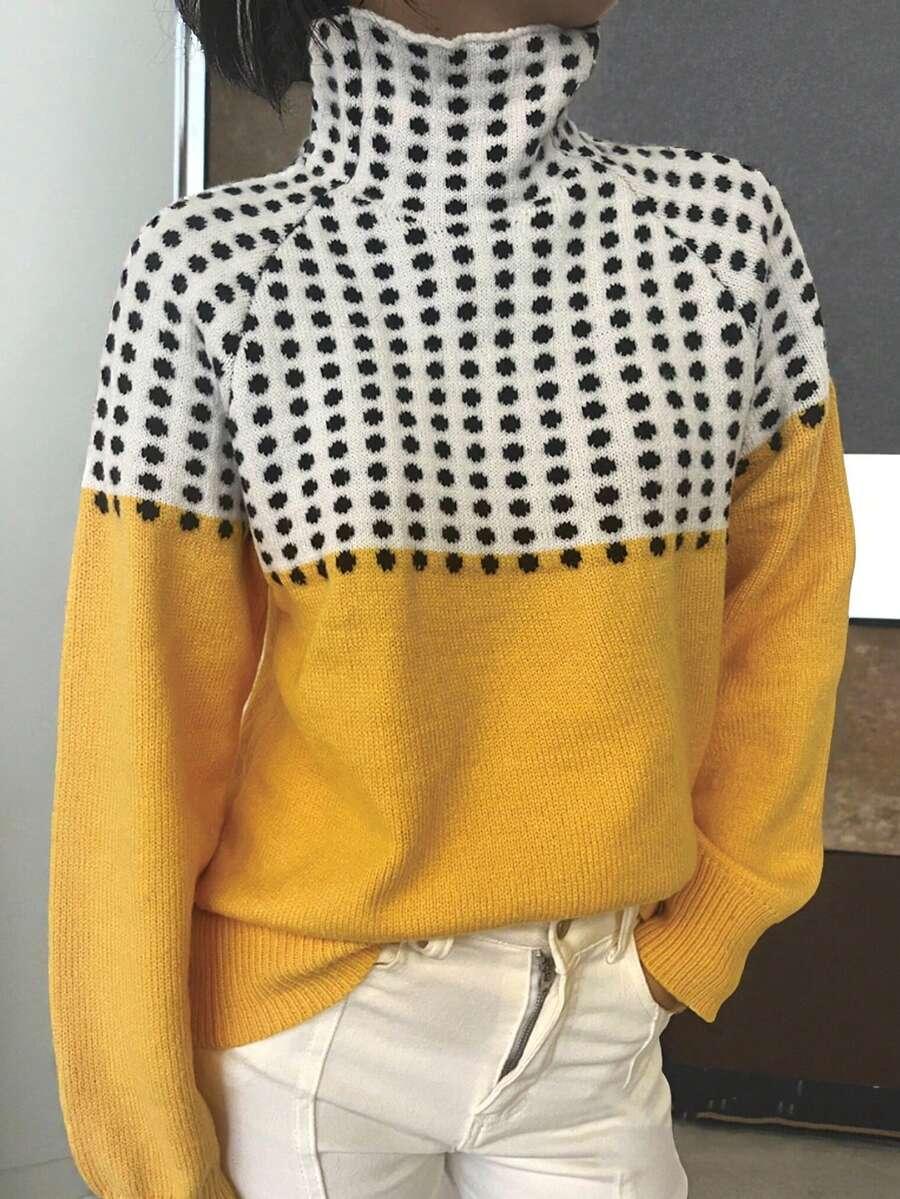 sweter golf wzór kontrast