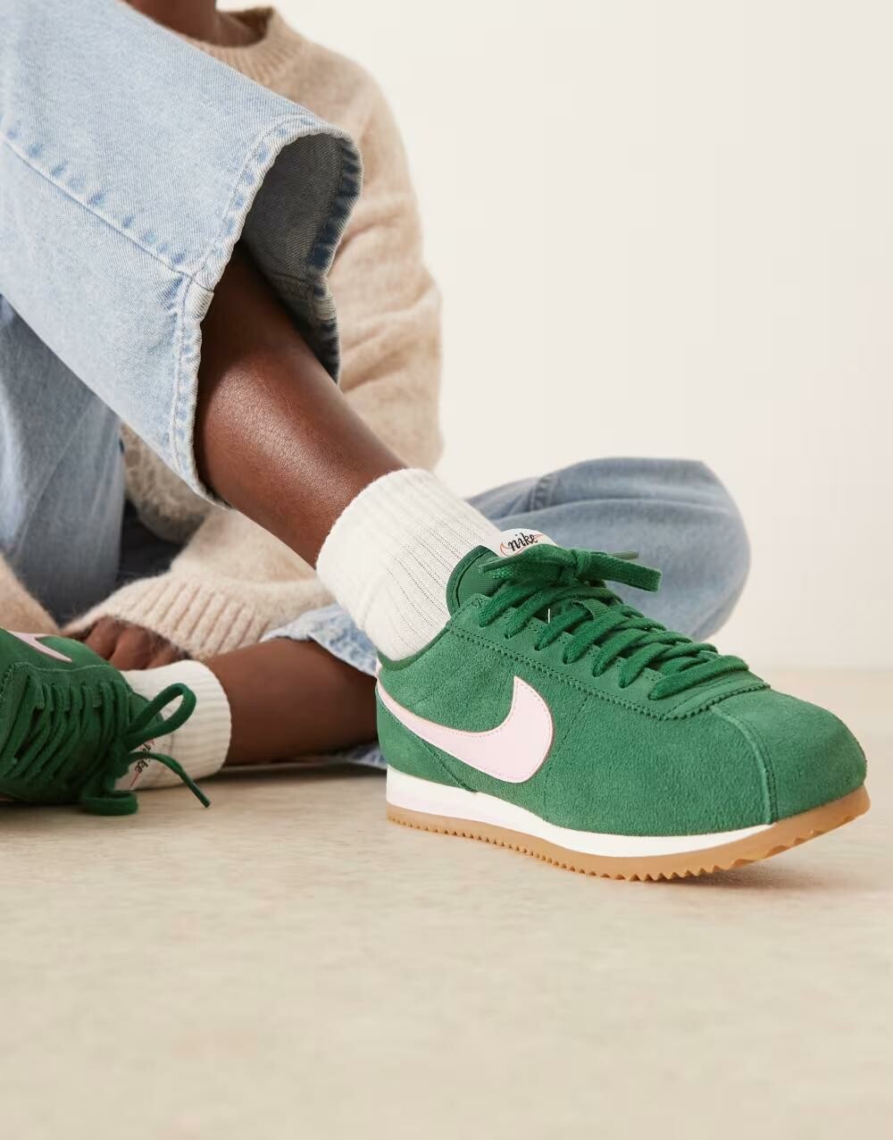 zielone buty sportowe zamsz  Cortez