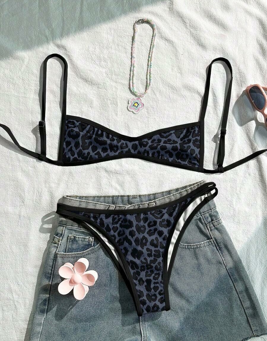 dwuczęściowy strój kąpielowy animal print