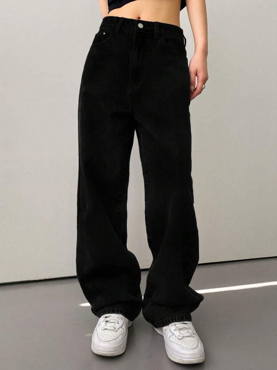 CZARNE SPODNIE JEANS