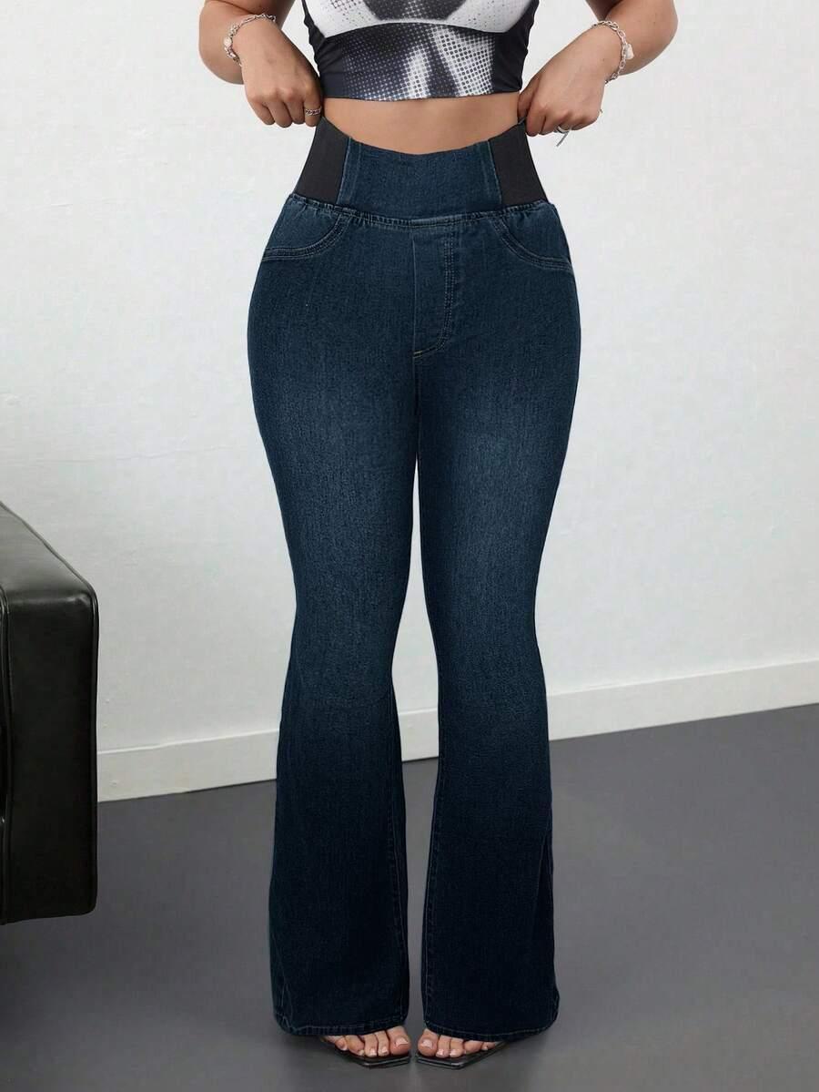 GRANATOWE SPODNIE JEANS 