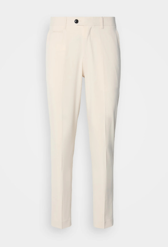 BEŻOWE SPODNIE SLIM FIT KIESZENIE ZAMEK 