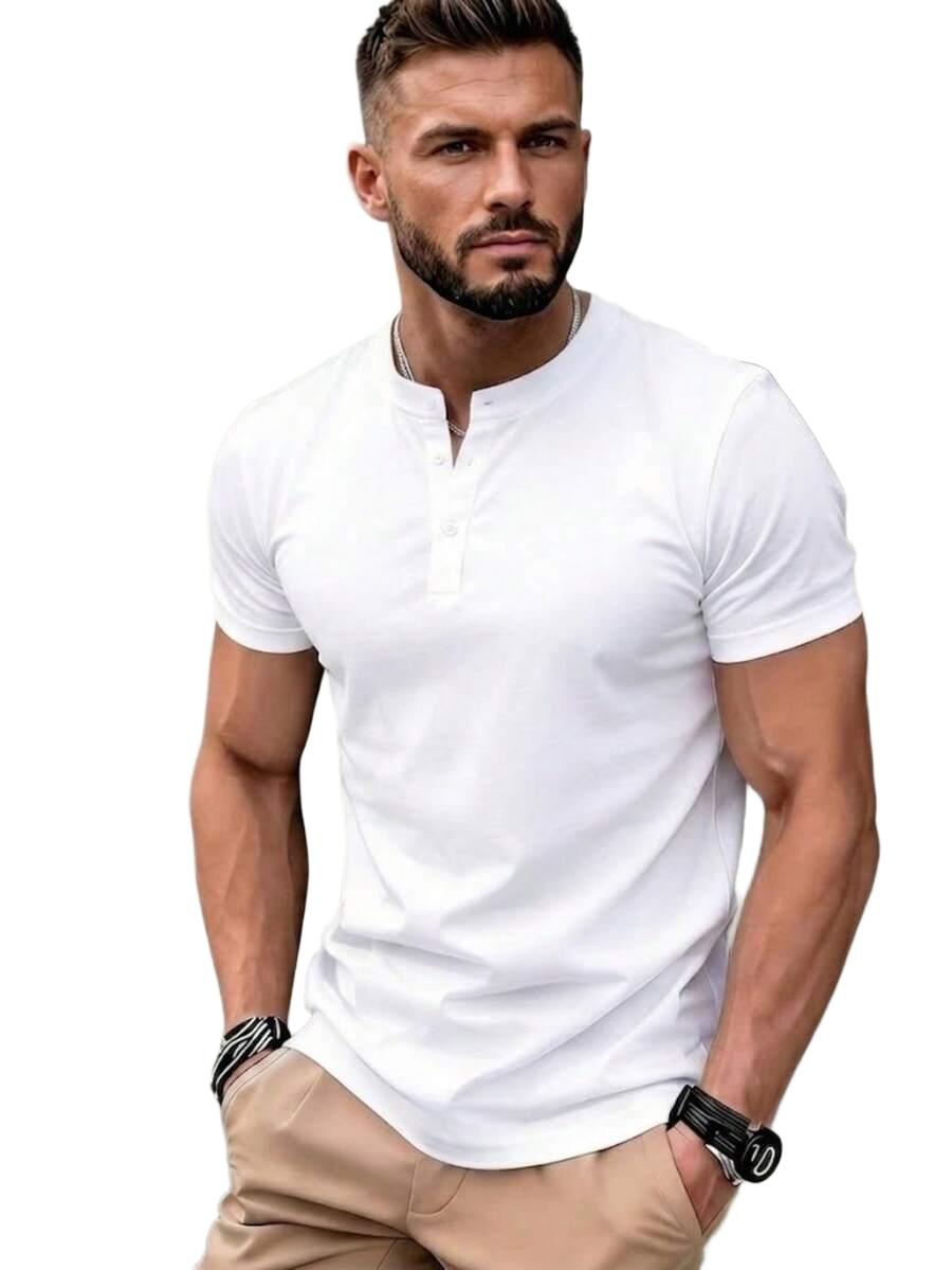biały t-shirt guziki 