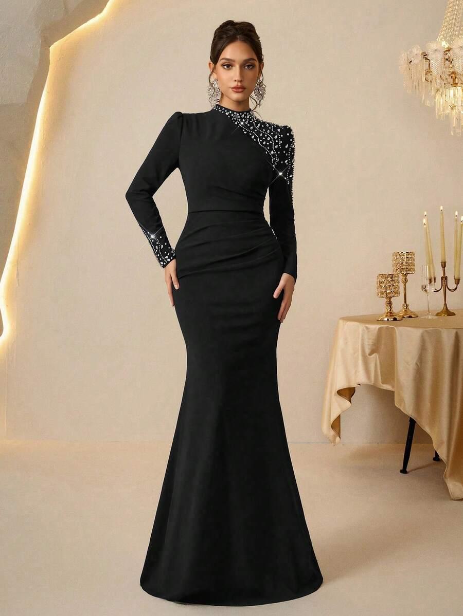 CZARNA MAXI SUKIENKA