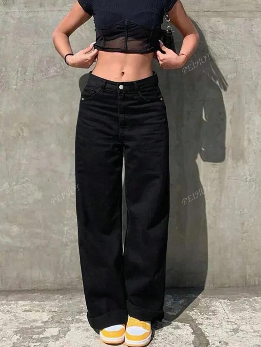 CZARNE SPODNIE JEANS