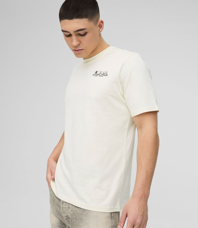 żółty t-shirt print okrągły dekolt 